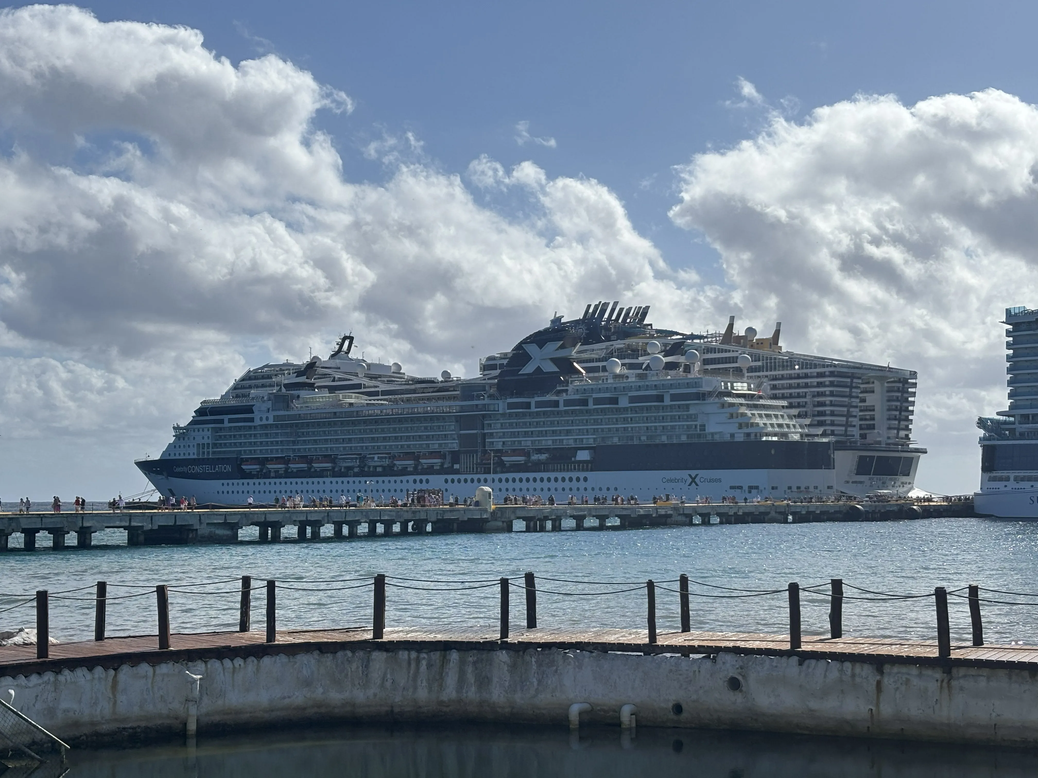 An image of a cruise ship at port